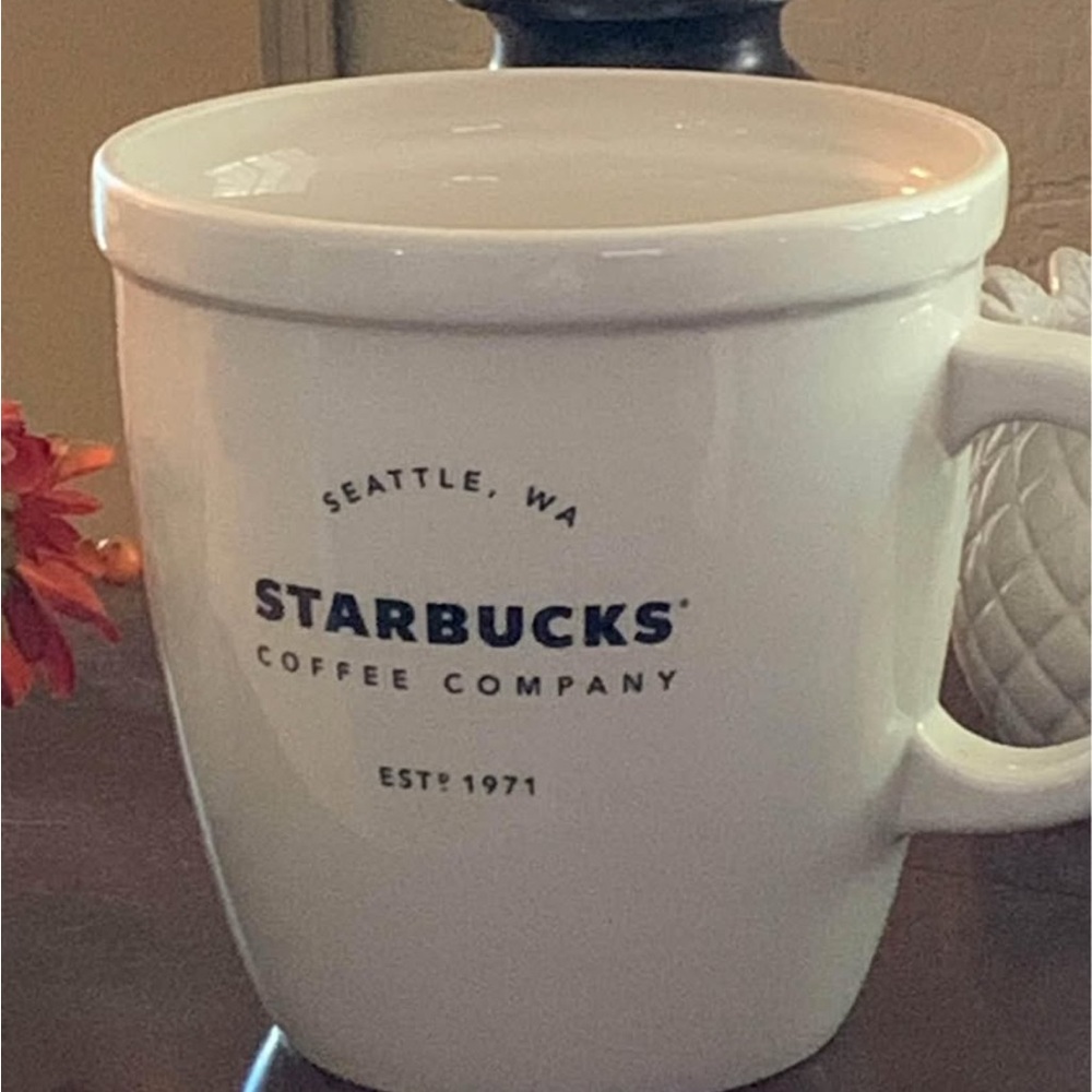 Starbucks White Mug with Navy Text - Picture 2 of 3